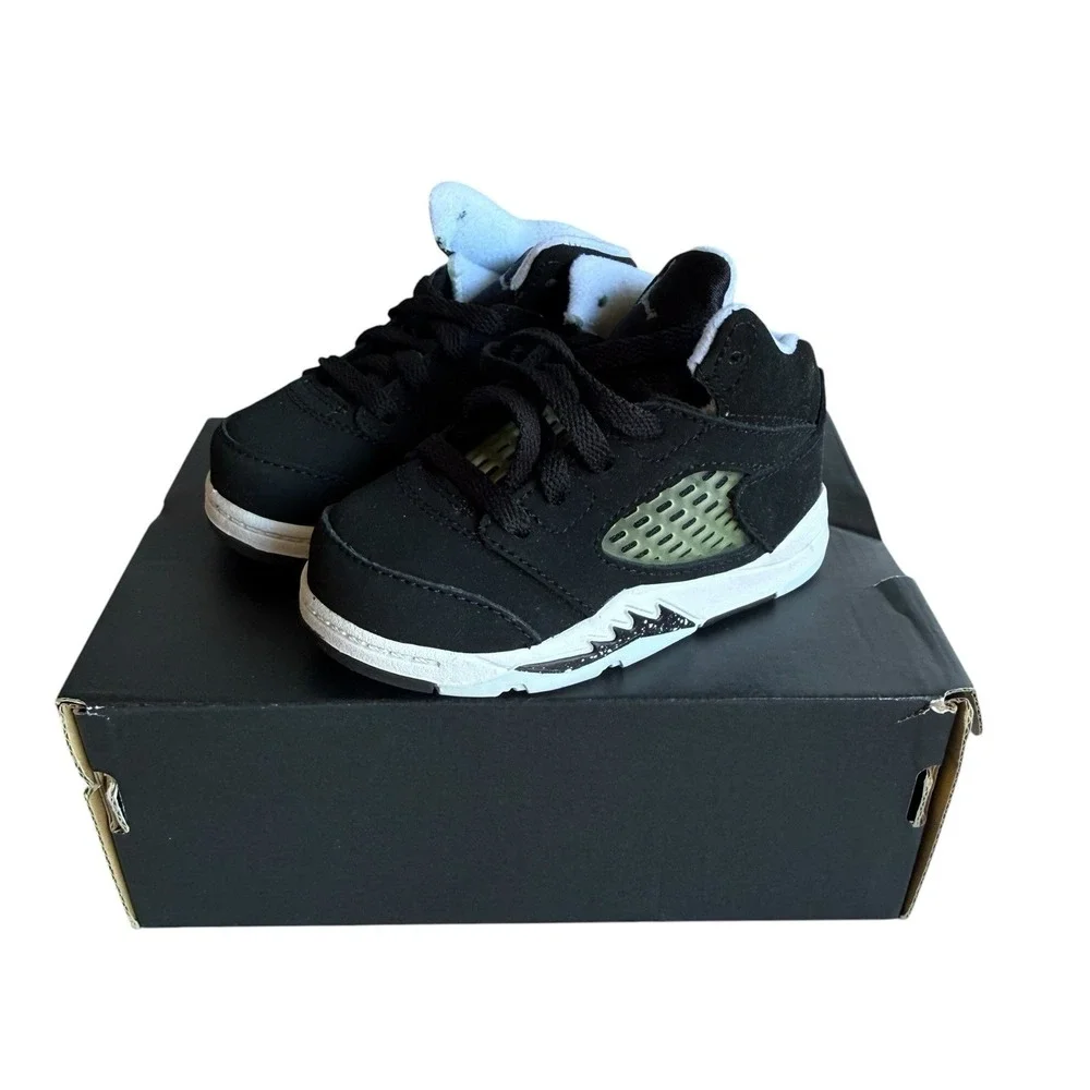 Nike Air Jordan 5 Retro‎ TD Oreo Moonlight Black White Shoes 440890-011 Size 5C